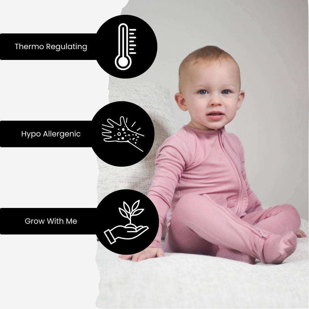 Itsy Bitsy Boutique footed sleeper with grips ensures safe nighttime movement.