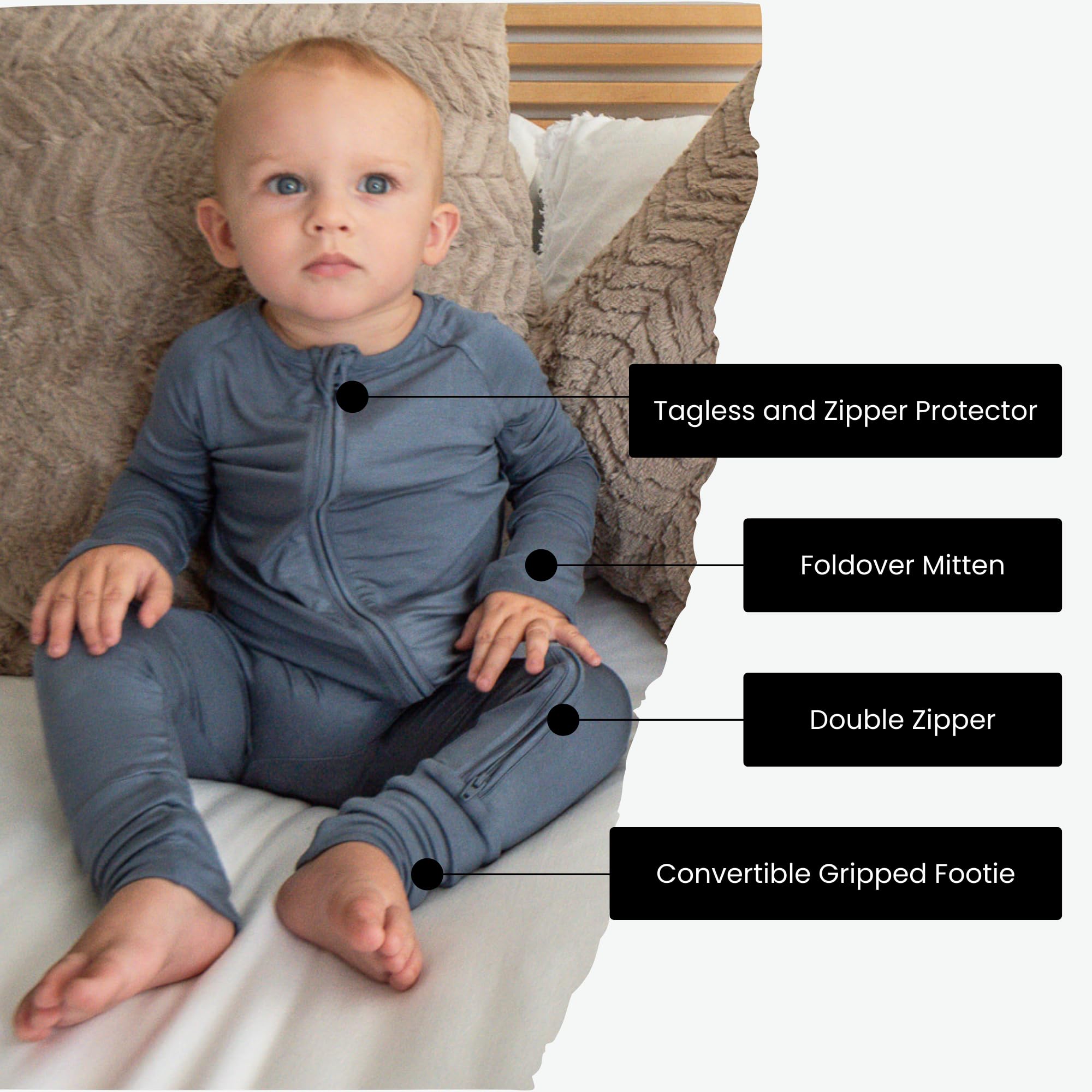 ITSY BITSY BOUTIQUE grow-with-me longsleeve footed sleeper for lasting wear.