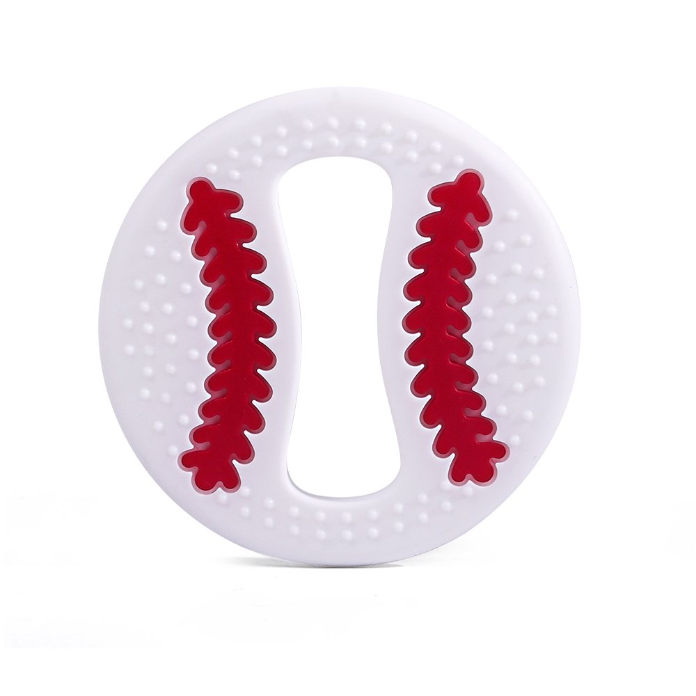 Itybity baseball teether textures highlight multi-surface chews for teething relief