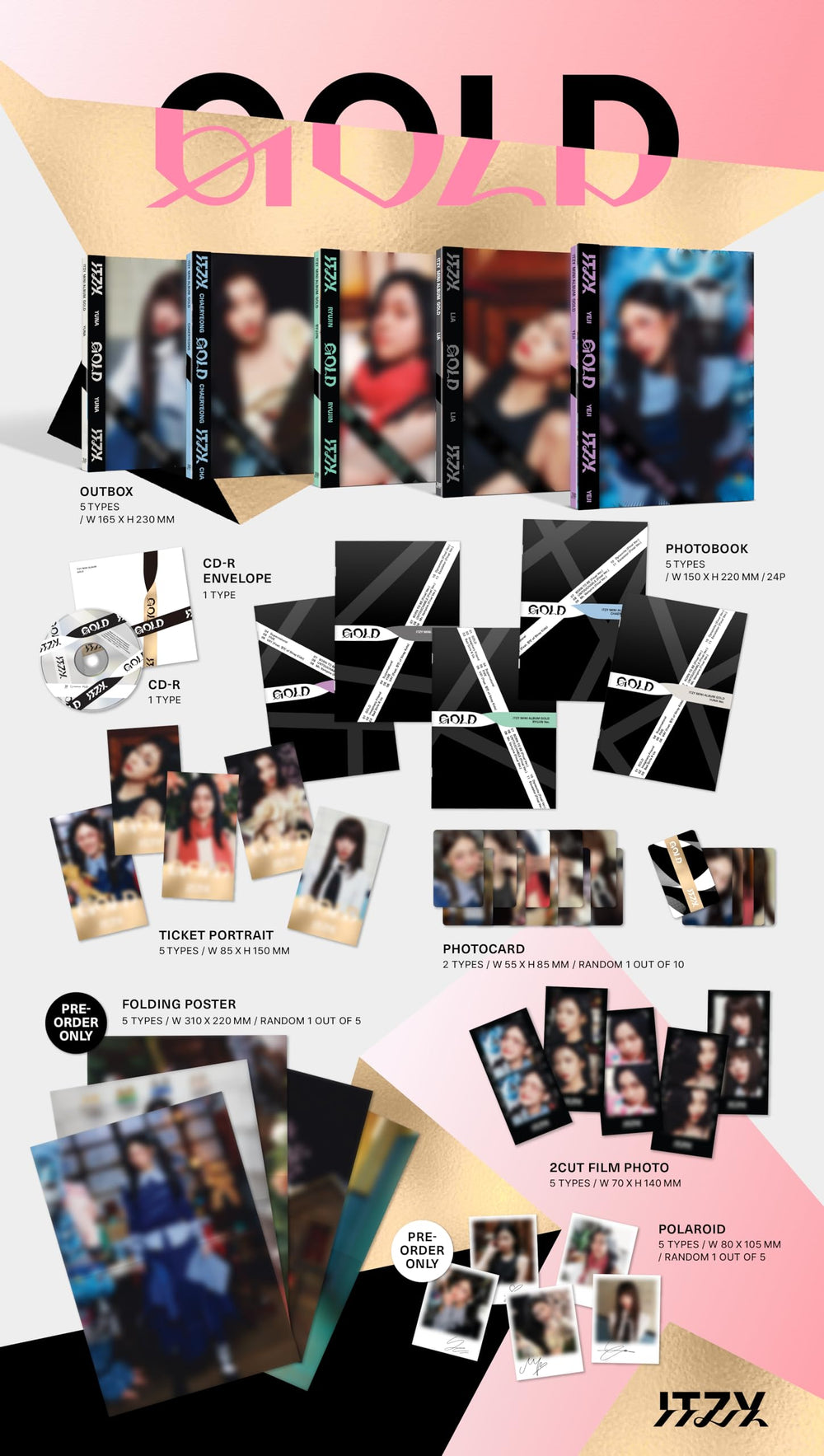 ITZY Gold Digipack YUNA Version packaging highlighting durable design and visuals