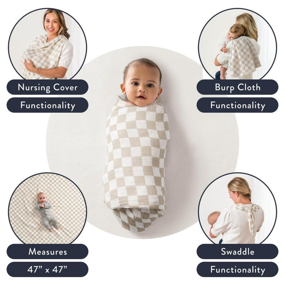 Itzy Ritzy Breastfeeding Boss checkerboard pattern completes stylish discreet feeds.