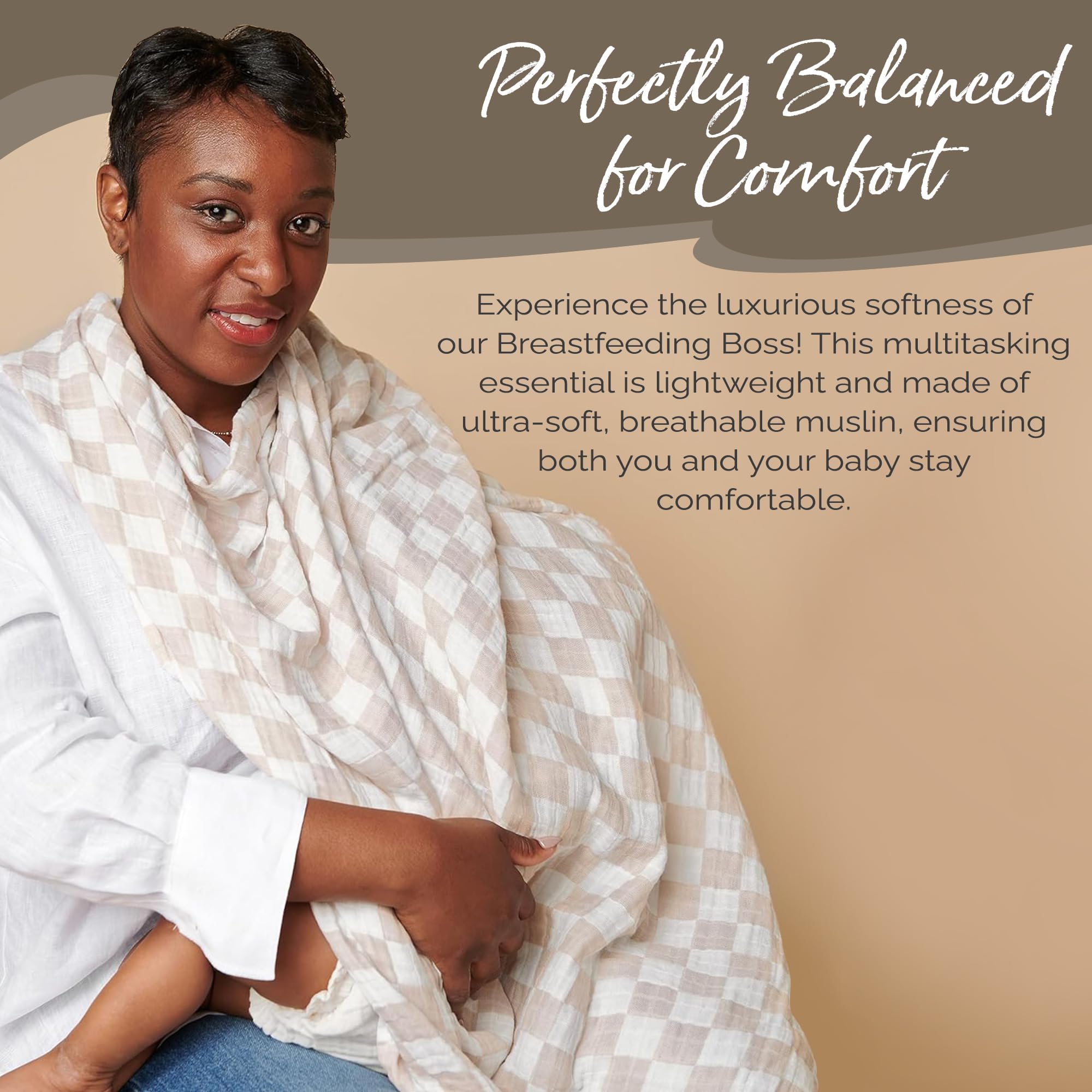 Itzy Ritzy Breastfeeding Boss cover close-up shows soft muslin fabric gentle on baby's skin.