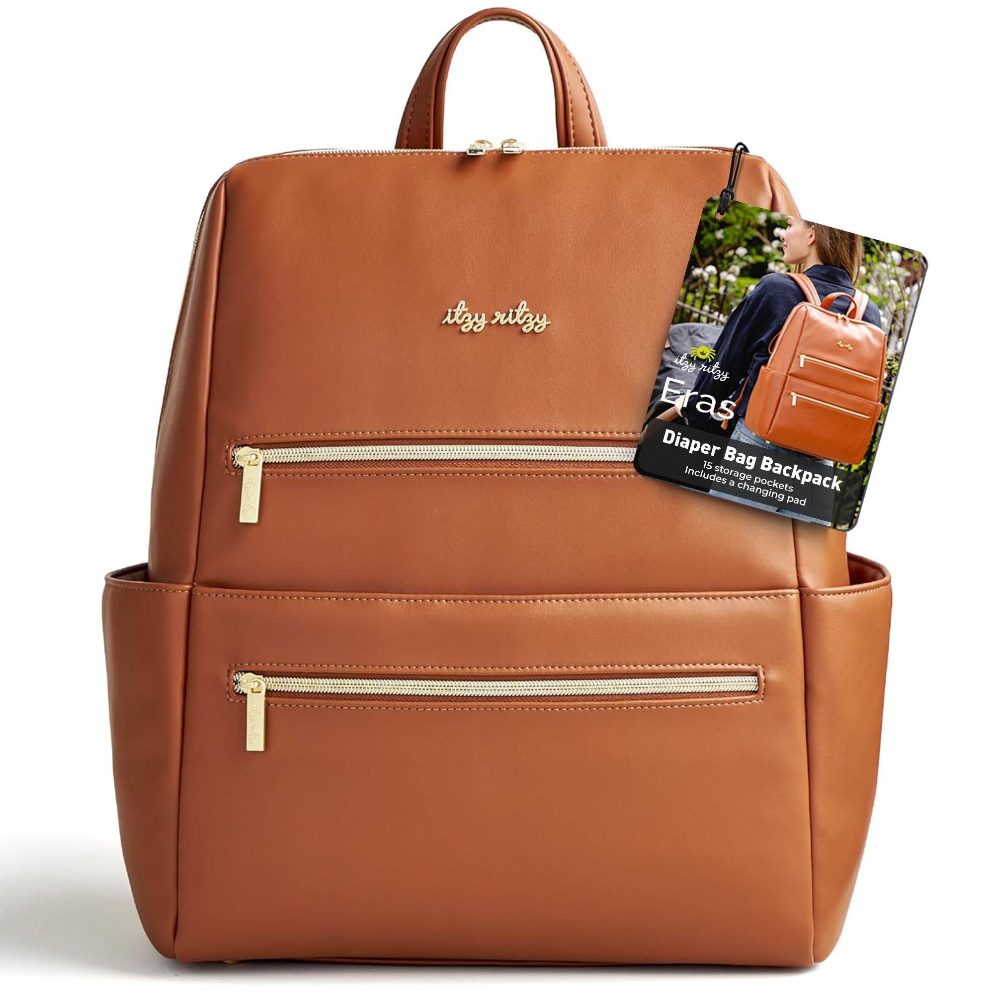 Itzy Ritzy Eras Diaper Bag Backpack main compartment keeps diapers and wipes organized on the go.