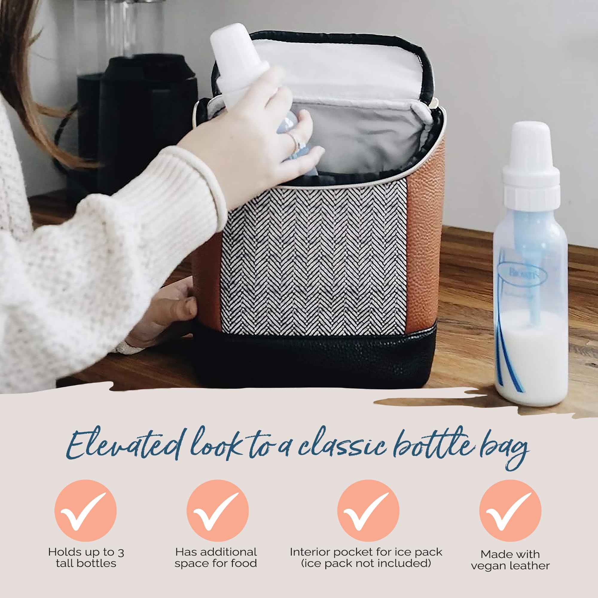 Itzy Ritzy insulated bottle bag holds 3 bottles, ideal for daycare and family trips.