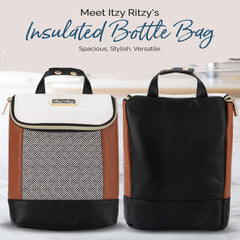 Itzy Ritzy insulated bottle bag interior-pocket highlights the built-in ice-pack pocket for longer outings.