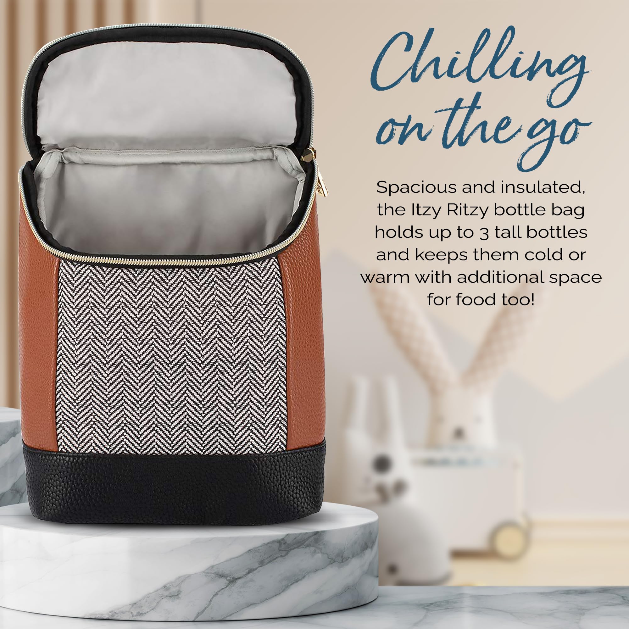Itzy Ritzy insulated bottle bag lightweight-design offers easy carry during busy days.