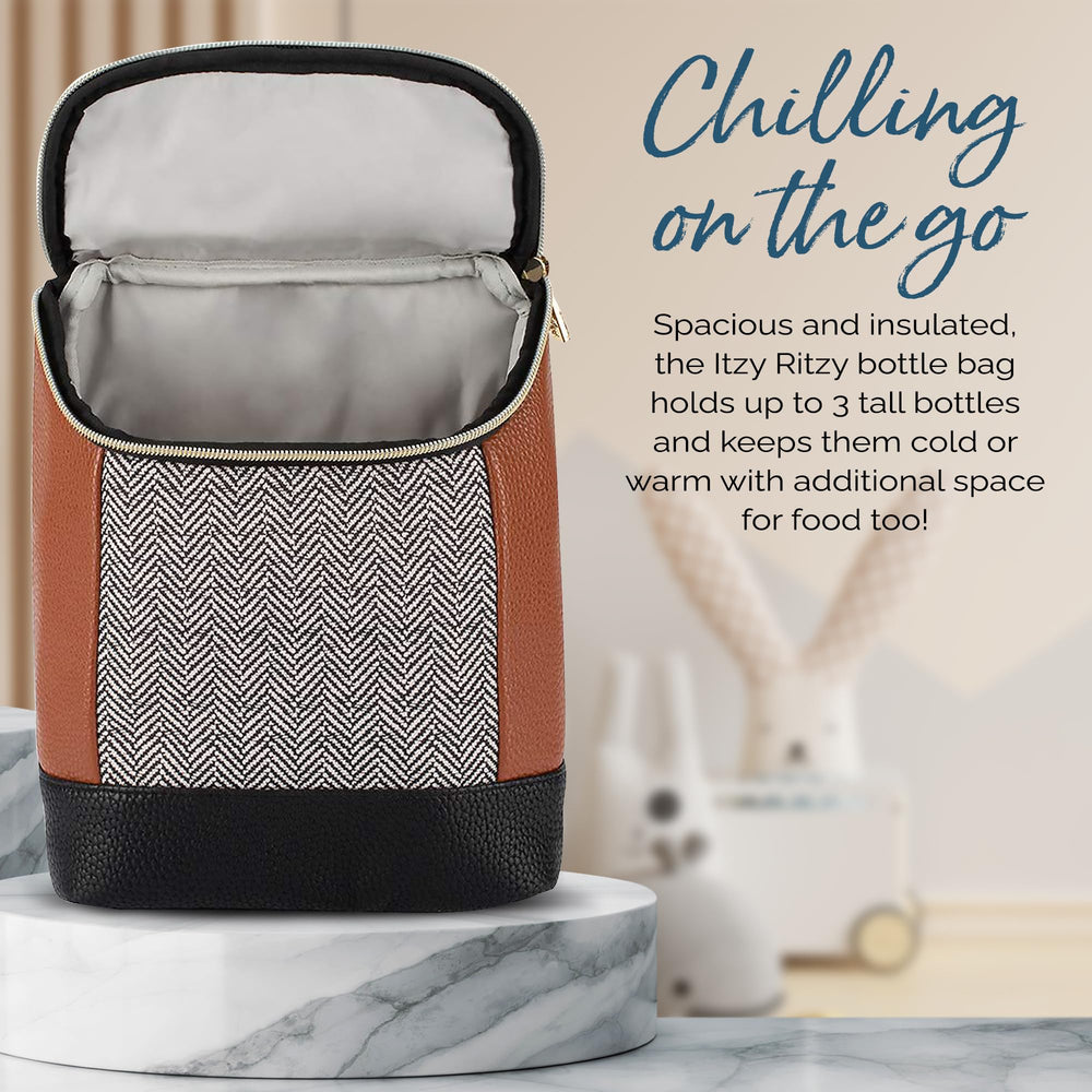 Itzy Ritzy insulated bottle bag lightweight-design offers easy carry during busy days.