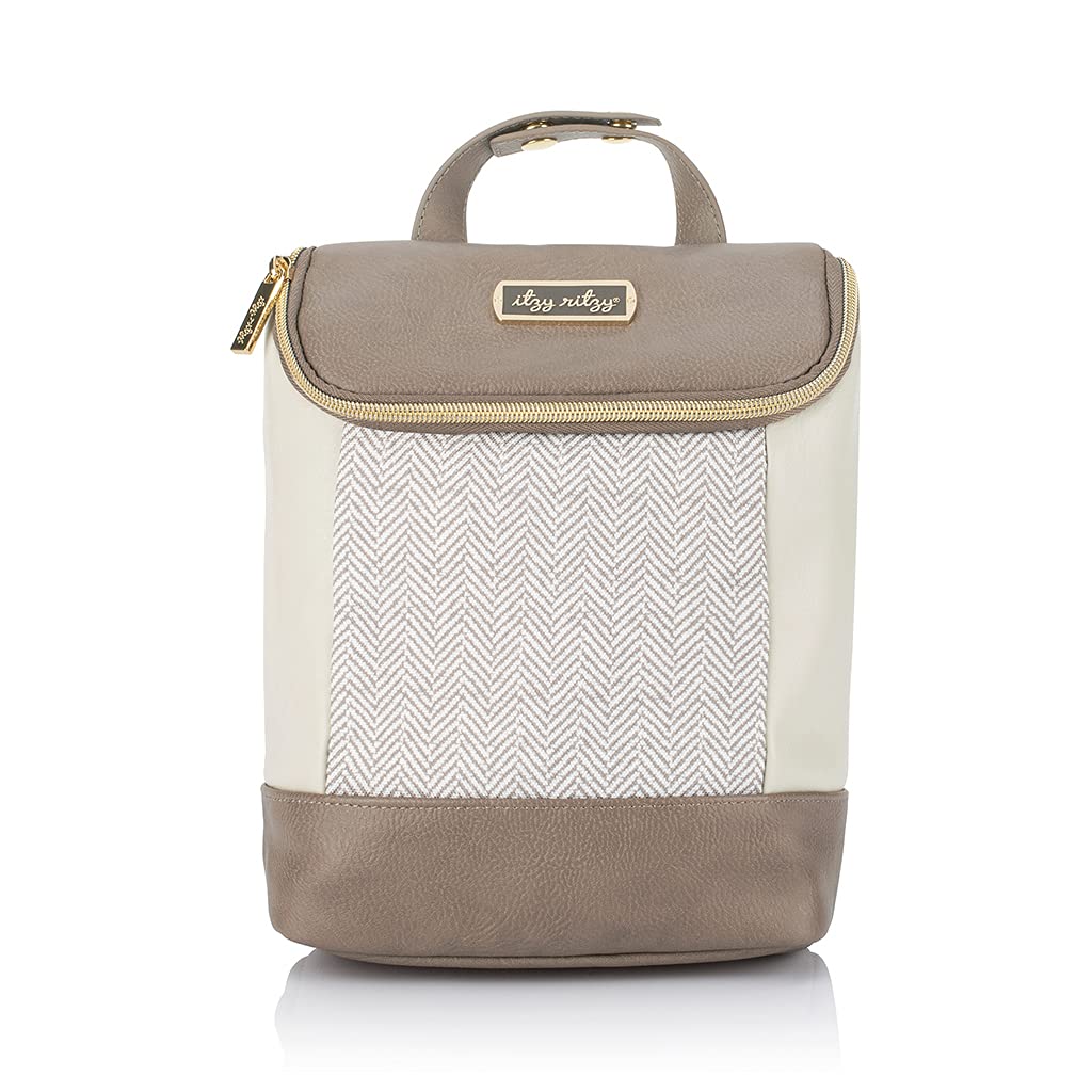 Itzy Ritzy insulated bottle bag Vanilla Latte front view for organized three-bottle travel