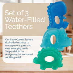 Itzy Ritzy teether close-up showing textured surfaces for gum massage.
