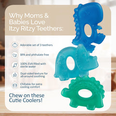 Baby holding a teether for easy grip during teething.