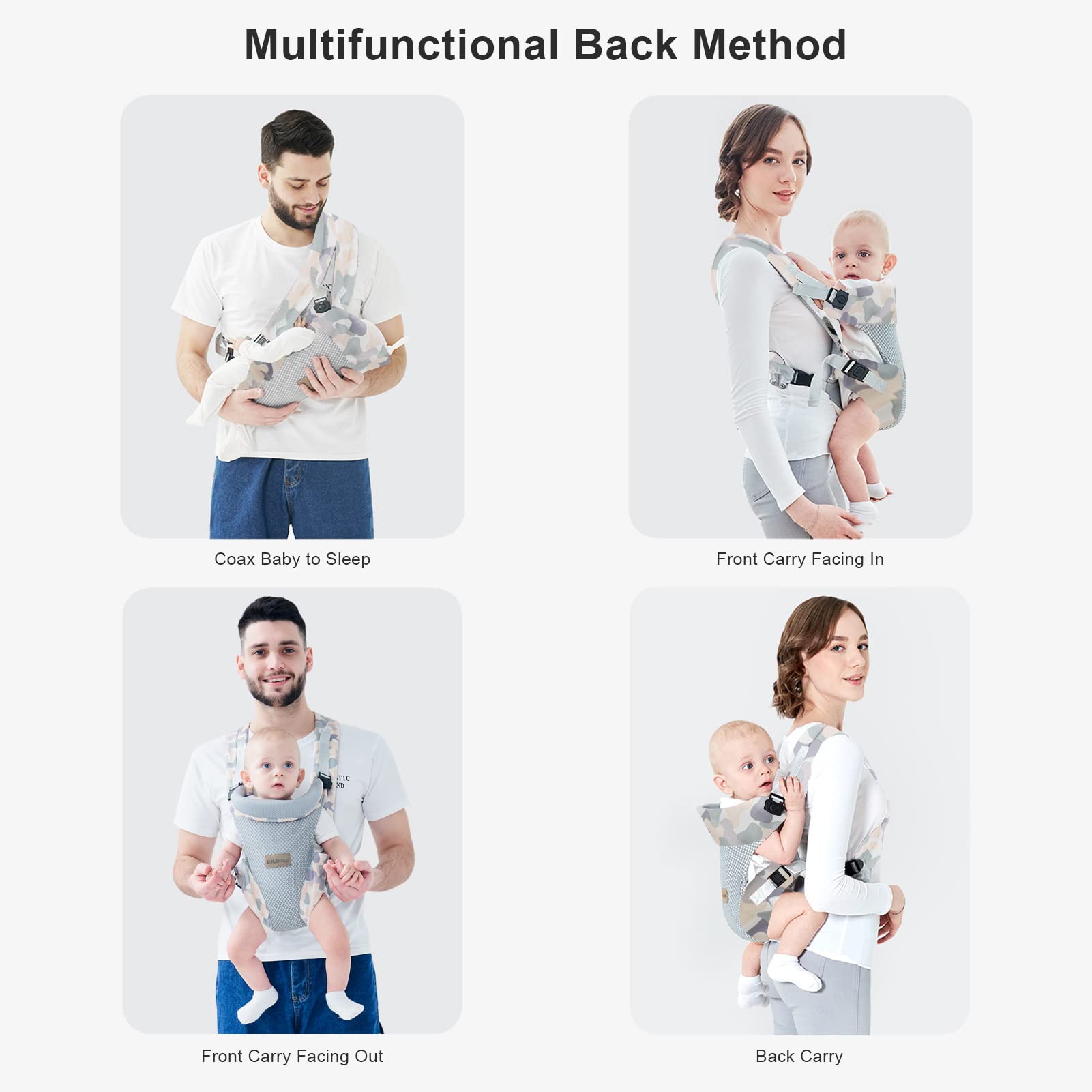 IULONEE 4-in-1 convertible setup enables front and back carries.