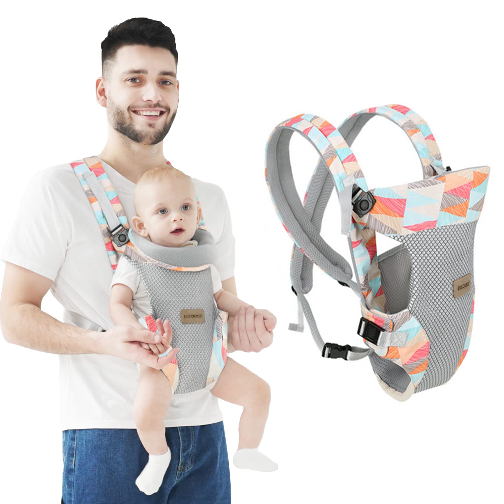 IULONEE baby carrier front view supports ergonomic hold for parent and baby