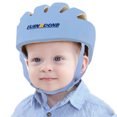 IULONEE baby head protector blue front view showing soft breathable material