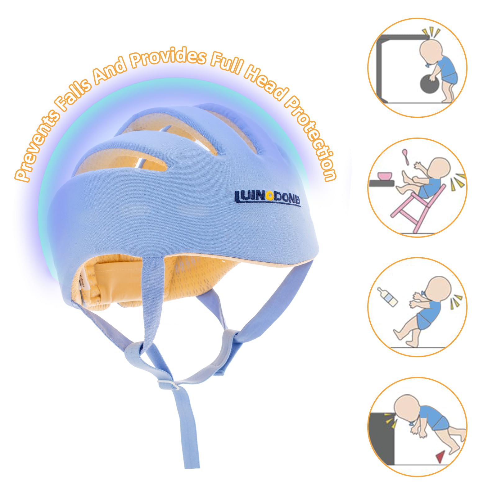IULONEE baby head protector blue top ventilation emphasizes airflow