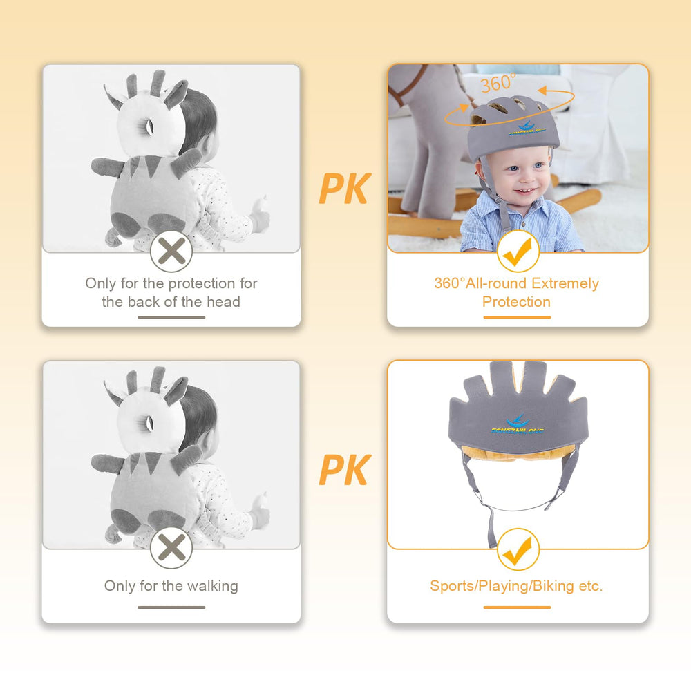 IULONEE gray helmet during crawling supports comfy wear for little movers.
