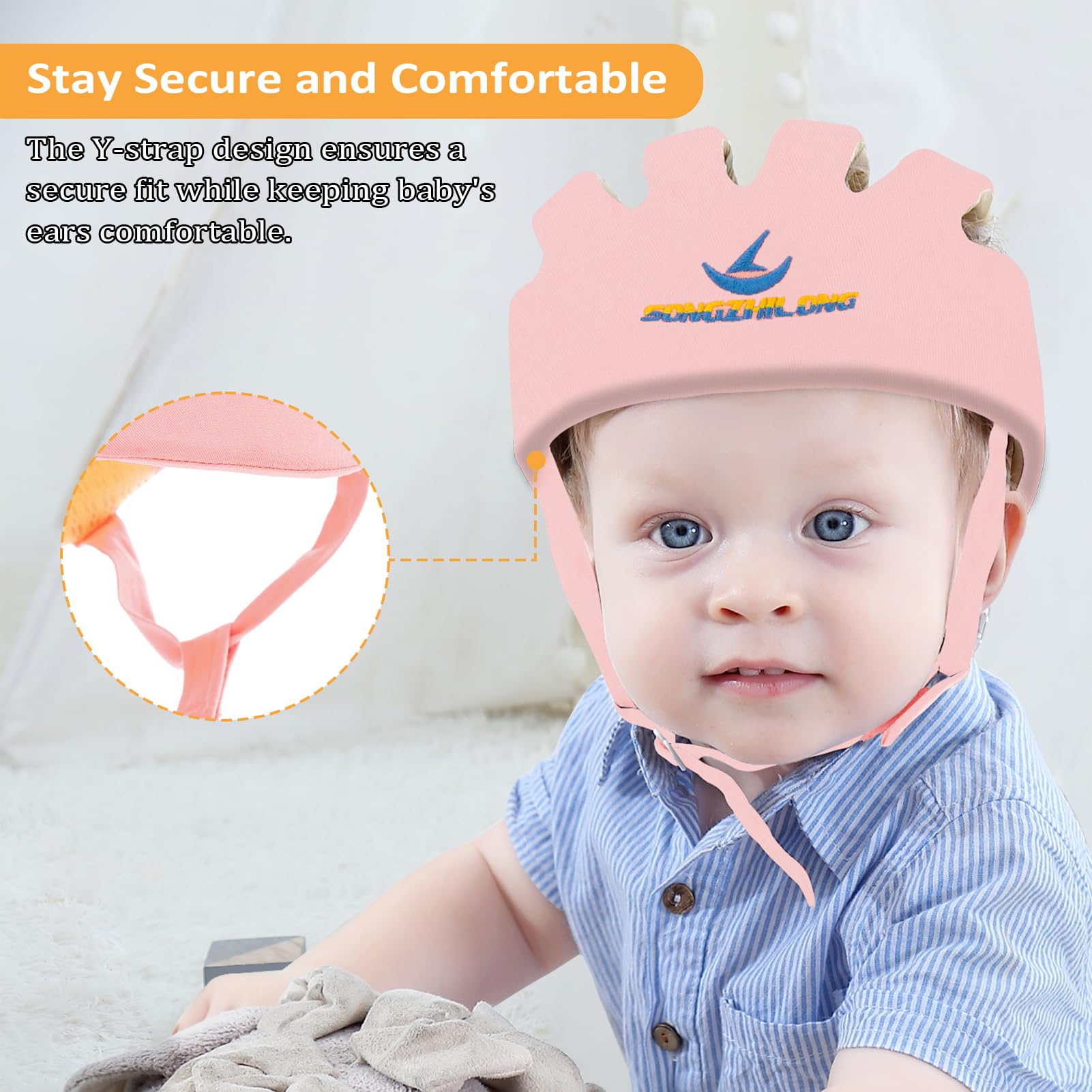 IULONEE Baby Head Protector top view reveals open-structure ventilation for comfort.