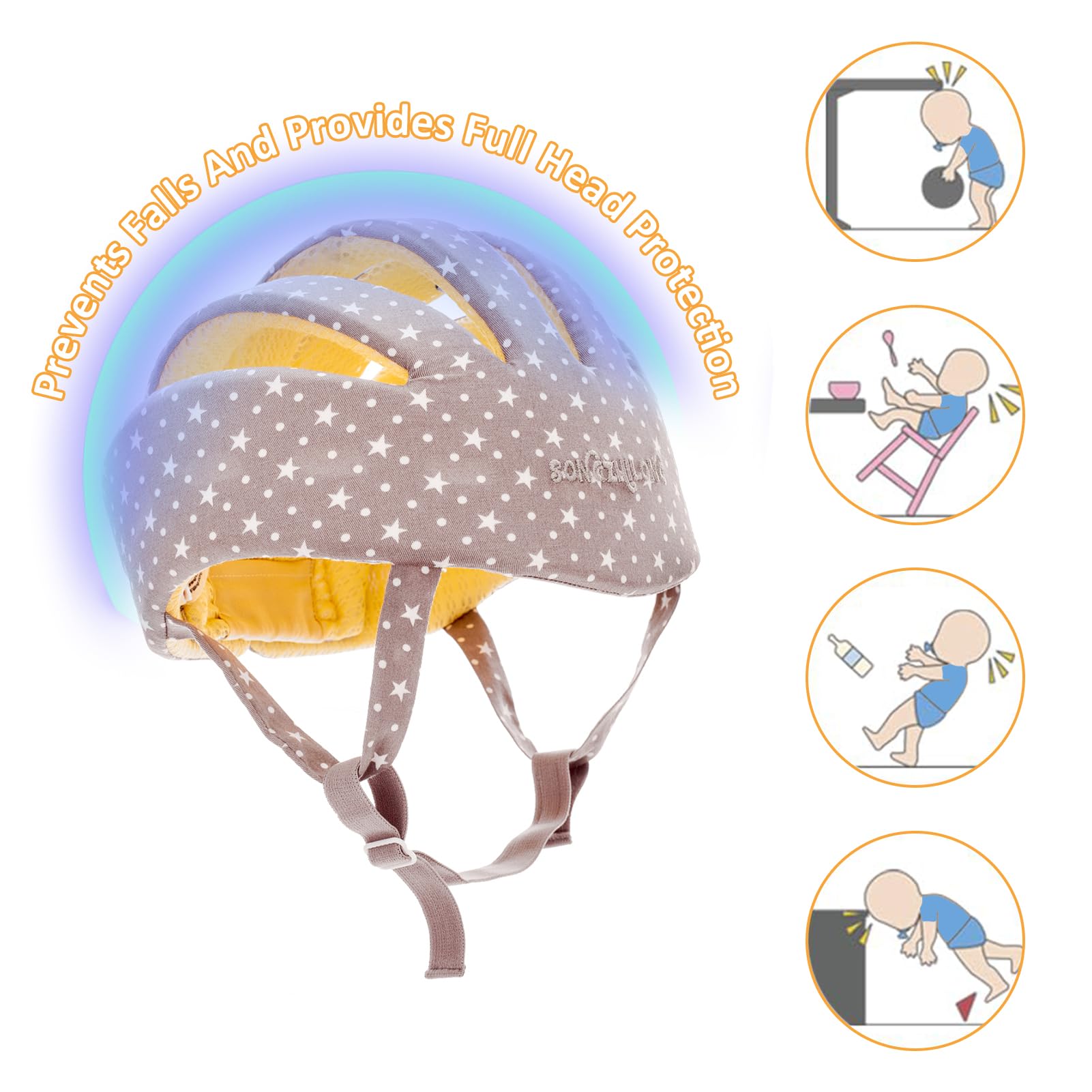IULONEE Baby Head Protector top ventilation emphasizes breathable wear.