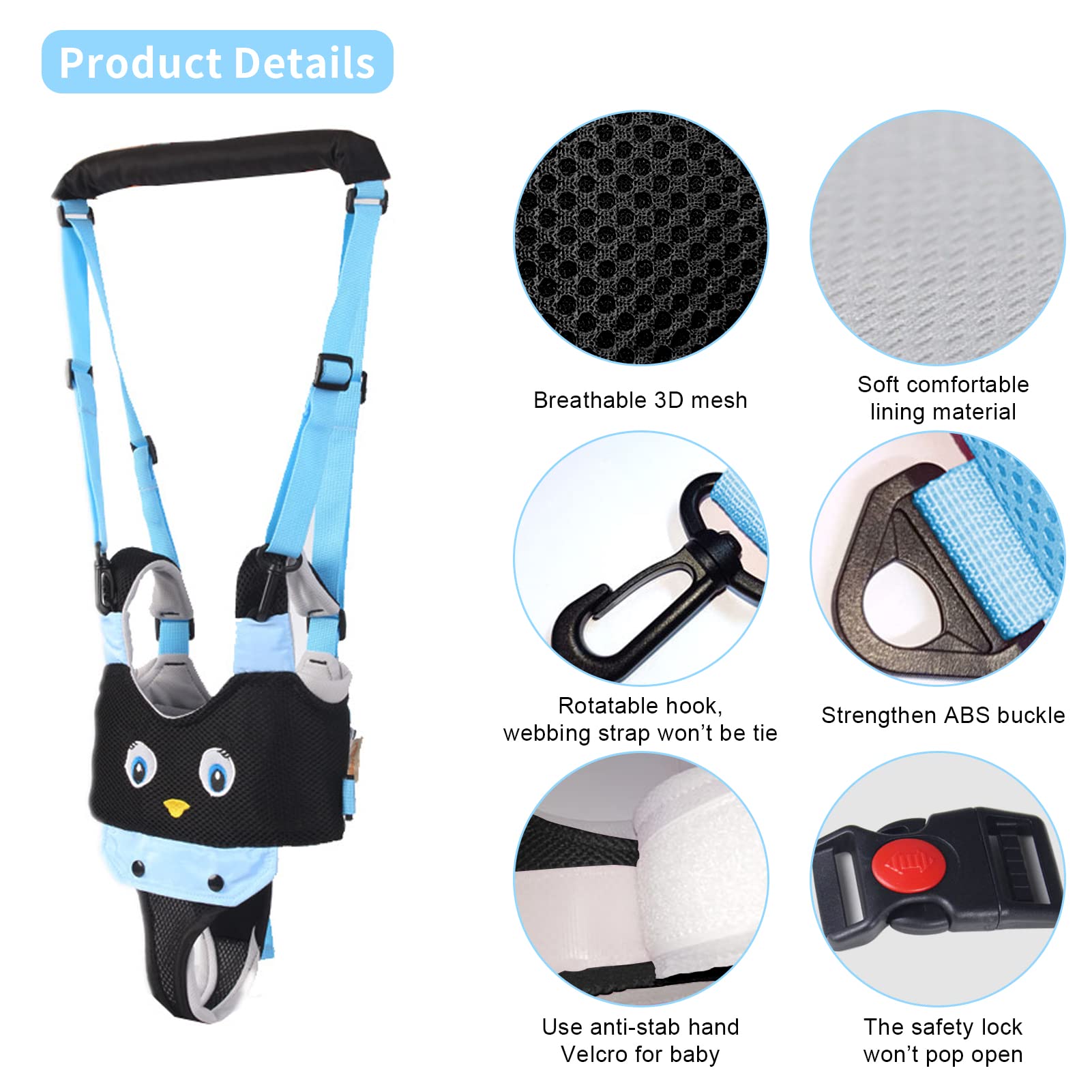 IULONEE Baby Walking Harness adjustable straps secure a customized fit for growing children.