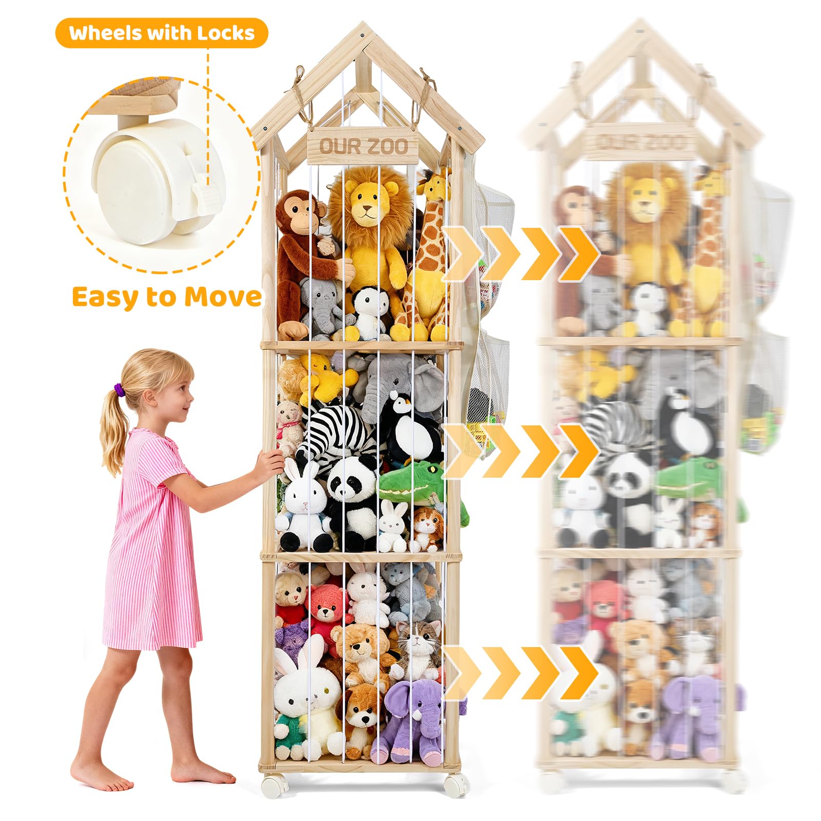 iuuoi stuffed animal storage organizer durable-frame provides sturdy daily use and safety for kids.
