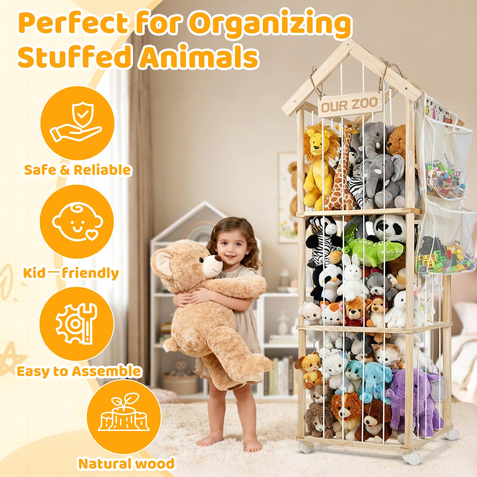 iuuoi stuffed animal storage organizer room-decor blends with nursery style while organizing a play space.