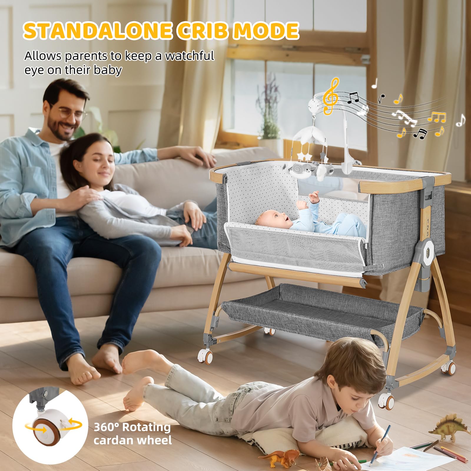 IUVKIMOM 3-in-1 bassinet setup for versatile use
