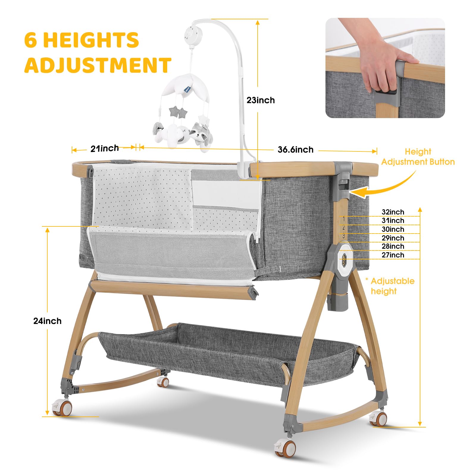 IUVKIMOM bassinet wheels with locks provide secure mobility