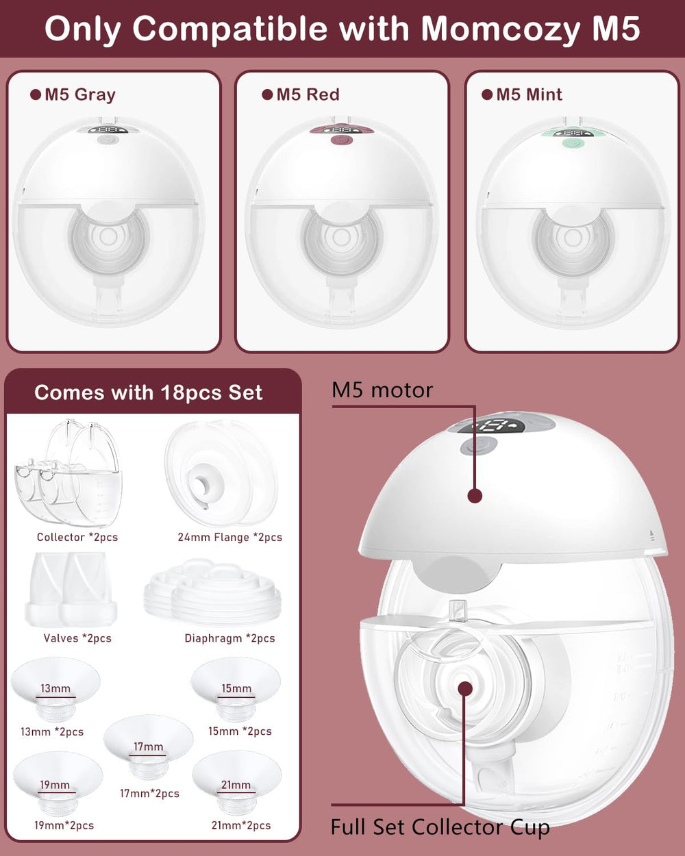 IVARONAL five sizes flange inserts 13–21mm for a customized fit.