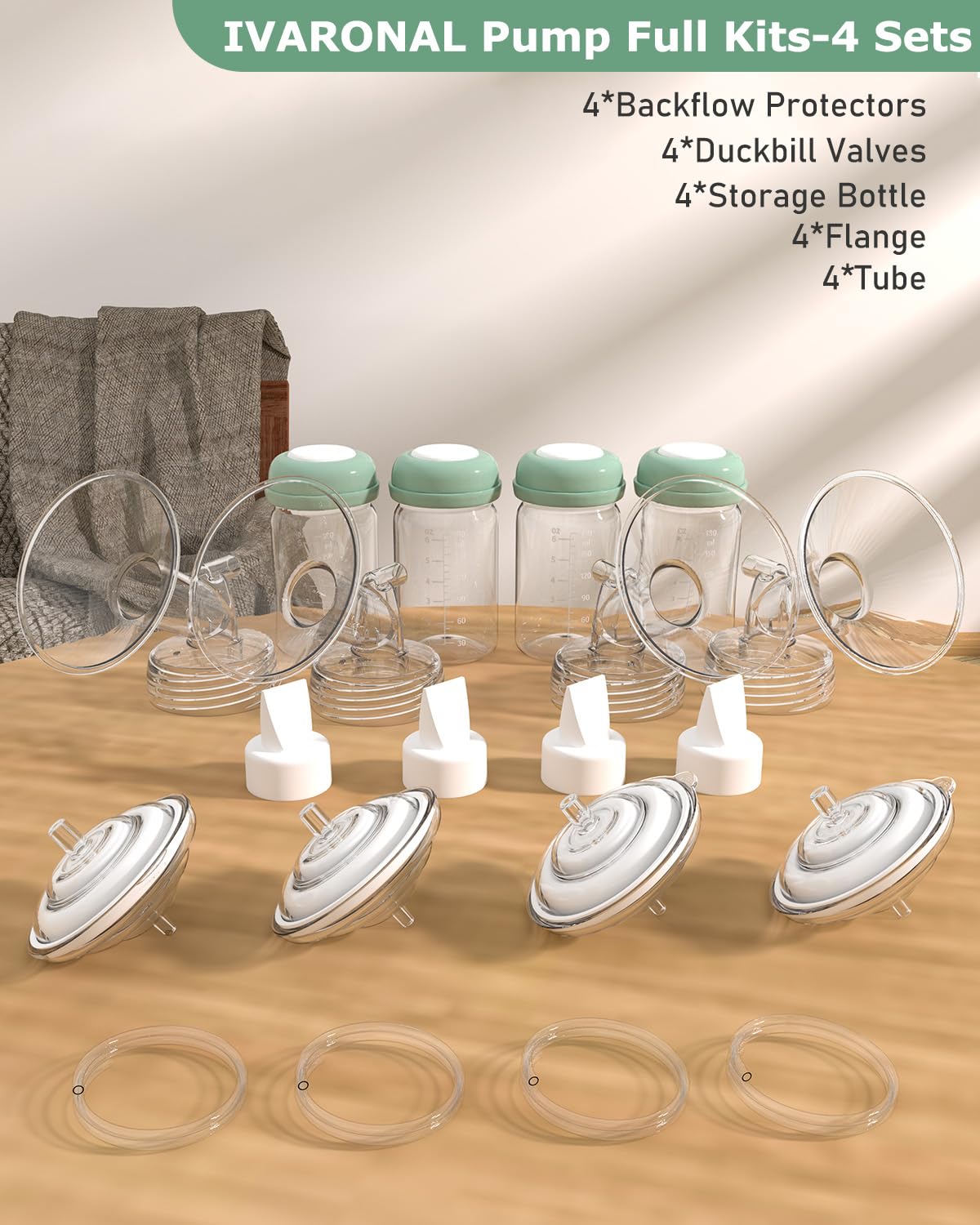 IVARONAL all-in-one pump parts kit in-use for convenient pumping routines