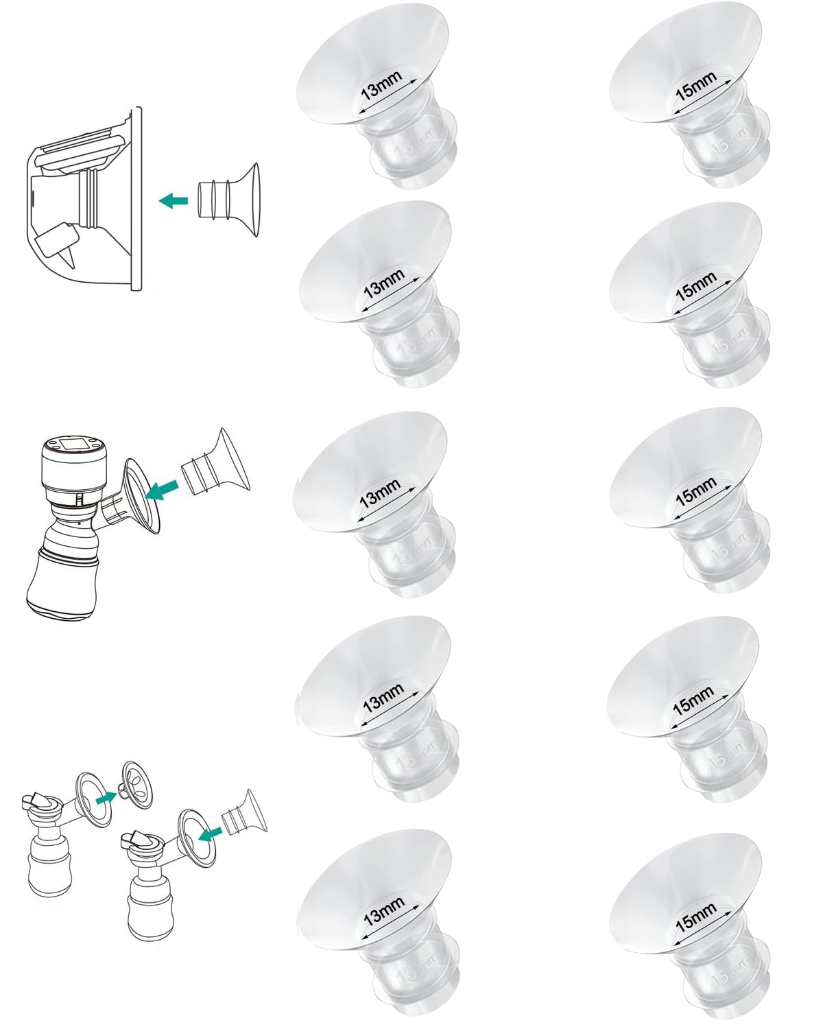 IVARONAL flange inserts 24mm shield fit for comfortable pumping.