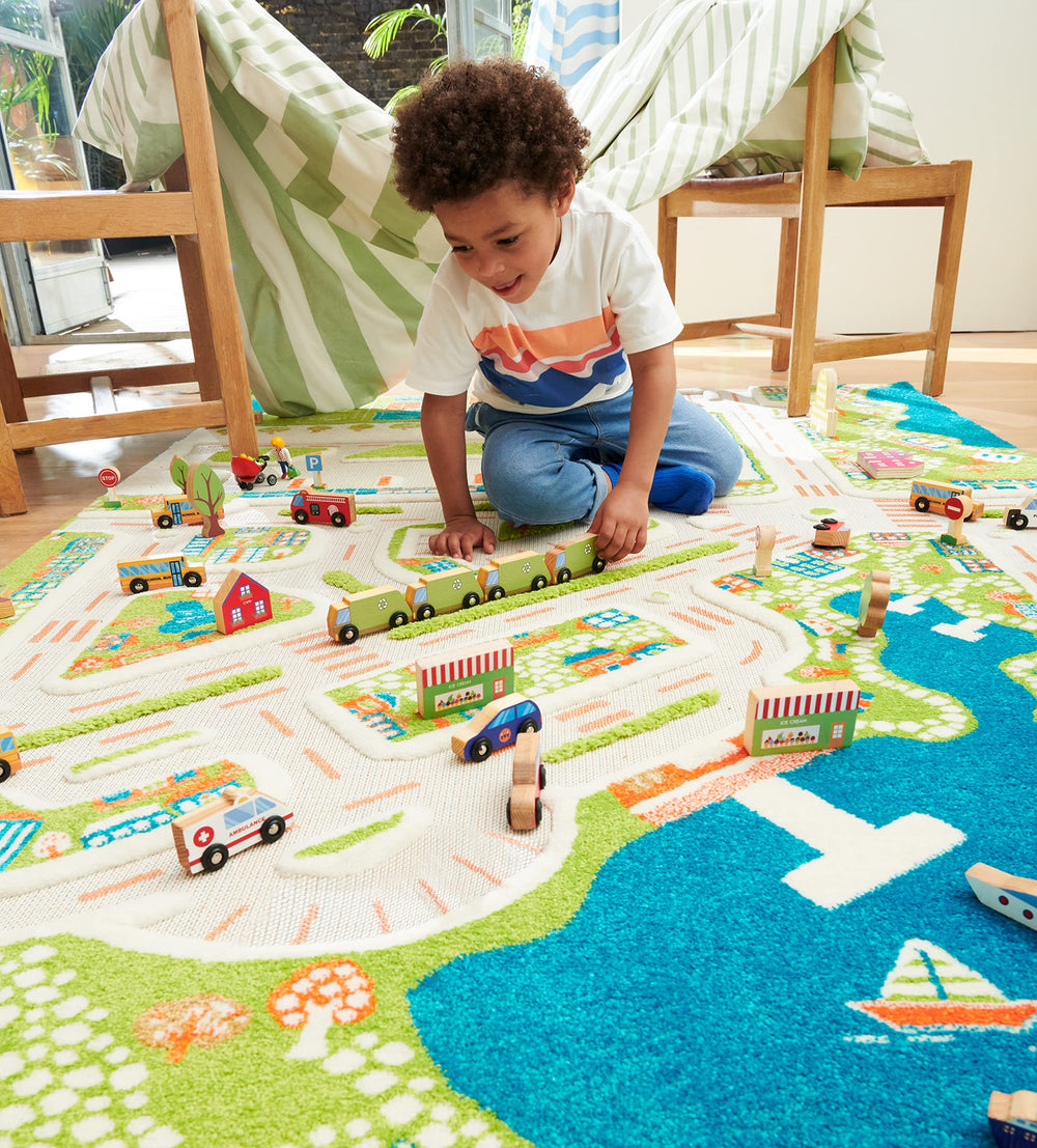 IVI Mini City 3D soft-pile-texture cozy surface invites tactile, imaginative play.