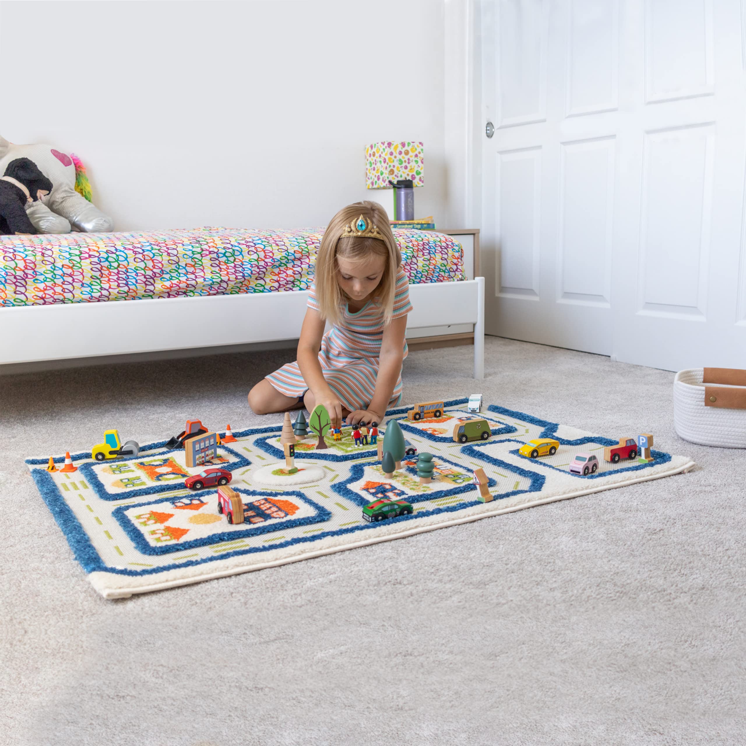 IVI Thick 3D play mat features a car park scene for role play fun.