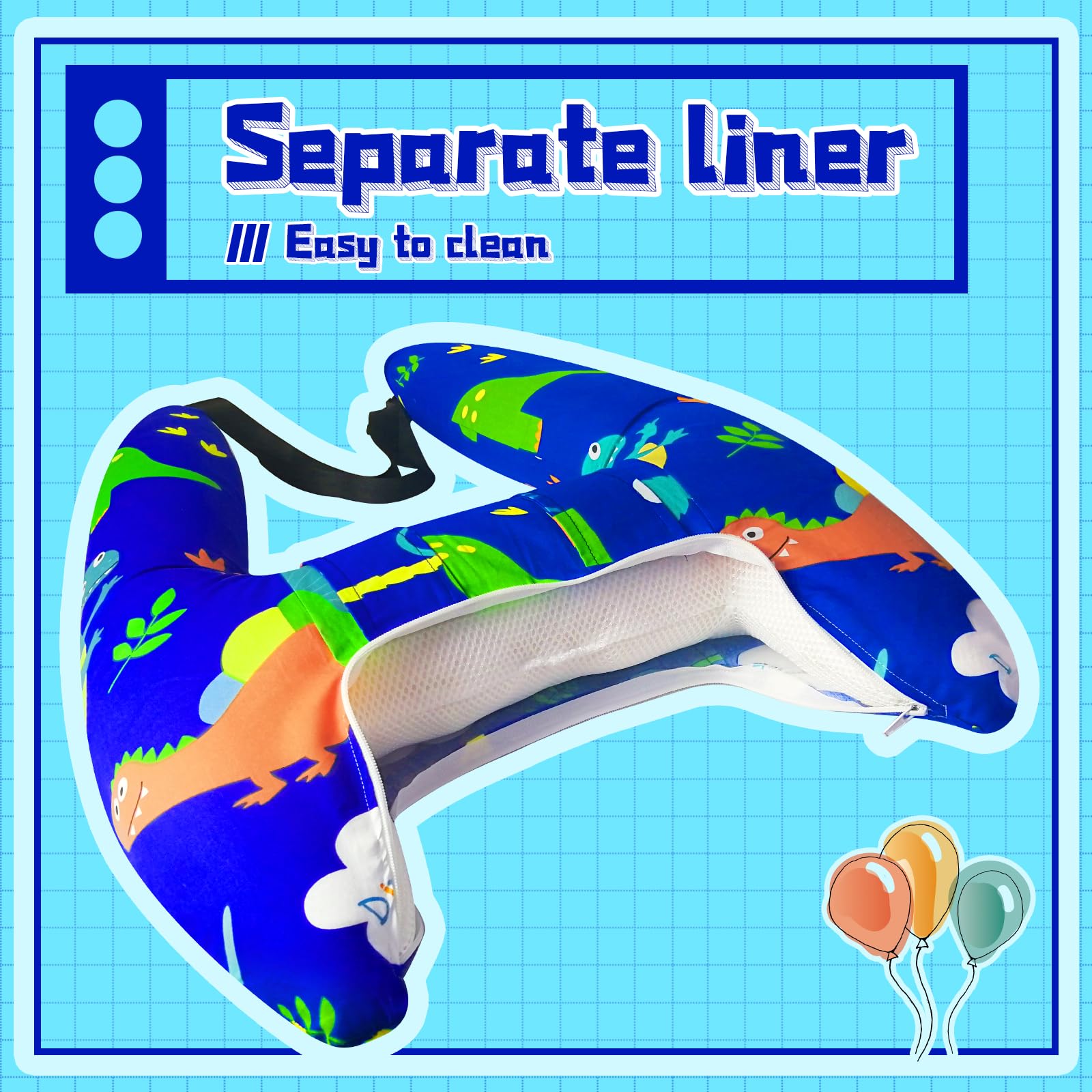 Ivtivfu H-Shape pillow travel neck rest supports kids' head in any sleeping position.