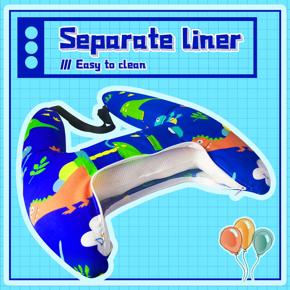 Ivtivfu H-Shape pillow travel neck rest supports kids' head in any sleeping position.
