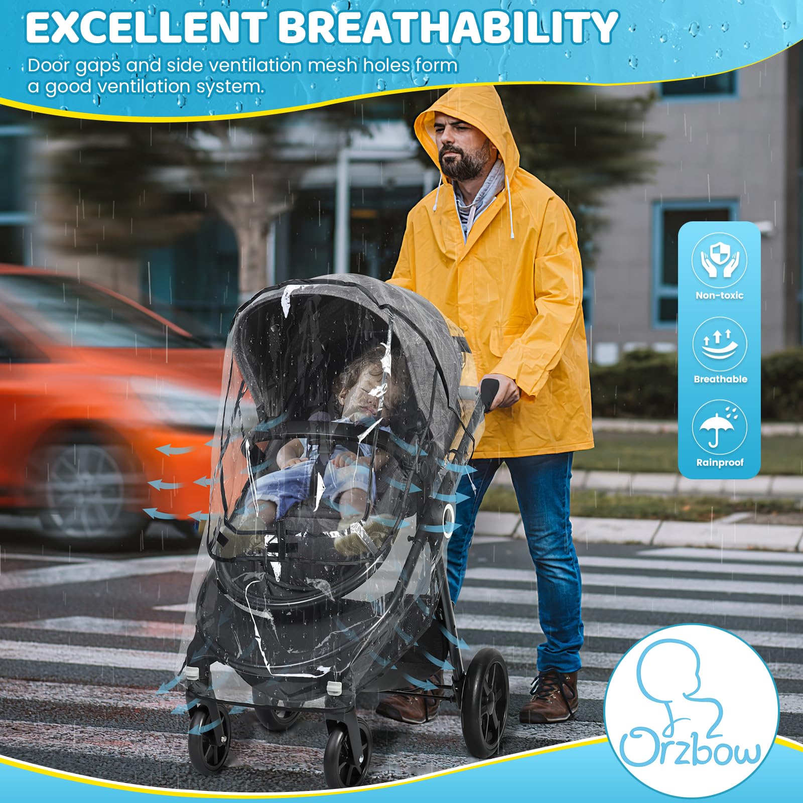 IvyWind universal fit rain cover adapts to most single strollers.