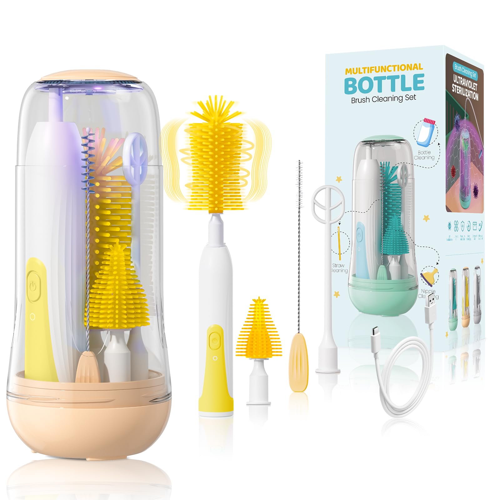 IvyWind bottle brush set machine body cleans bottles quickly for busy parents on the go.