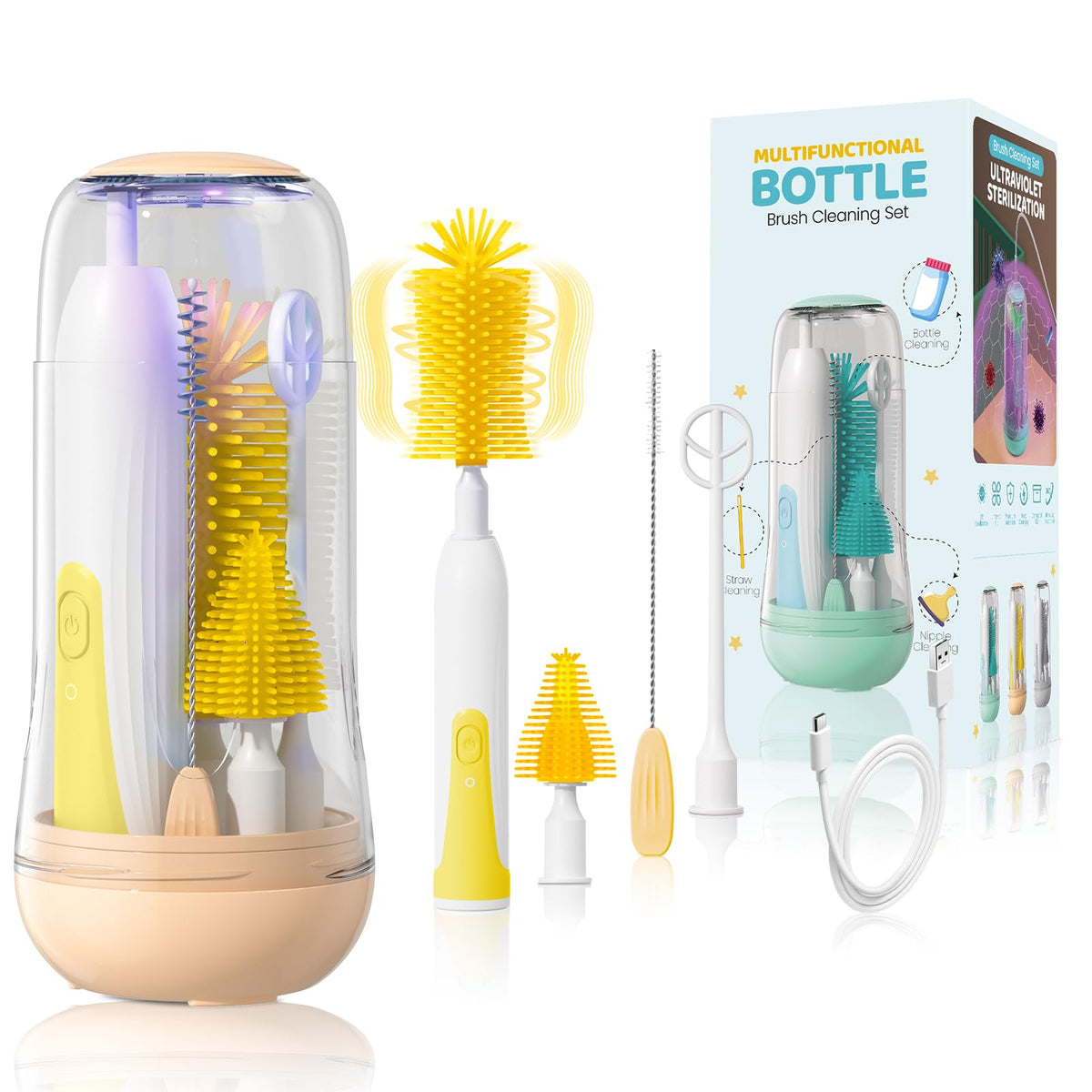 IvyWind bottle brush set machine body cleans bottles quickly for busy parents on the go.