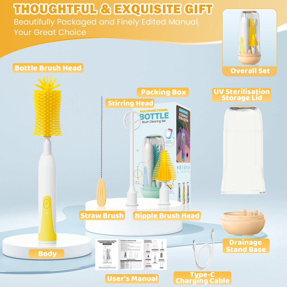 IvyWind bottle brush set nipple brush head targets teats for thorough cleaning.