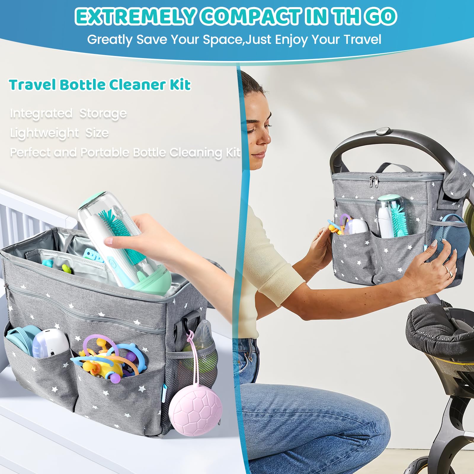 IvyWind bottle brush heads and nipple/straw brush heads for thorough cleaning of components.