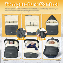 IvyWind car seat footmuff-waterproof-fabric protects against wind and rain with soft warmth
