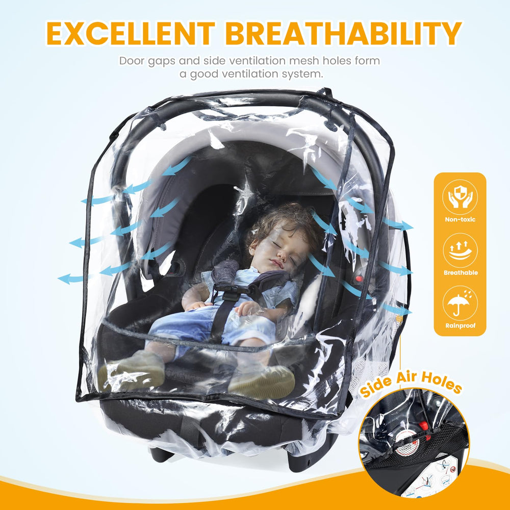 IvyWind car seat rain cover roll-up-door-access enables quick access to baby without removal.