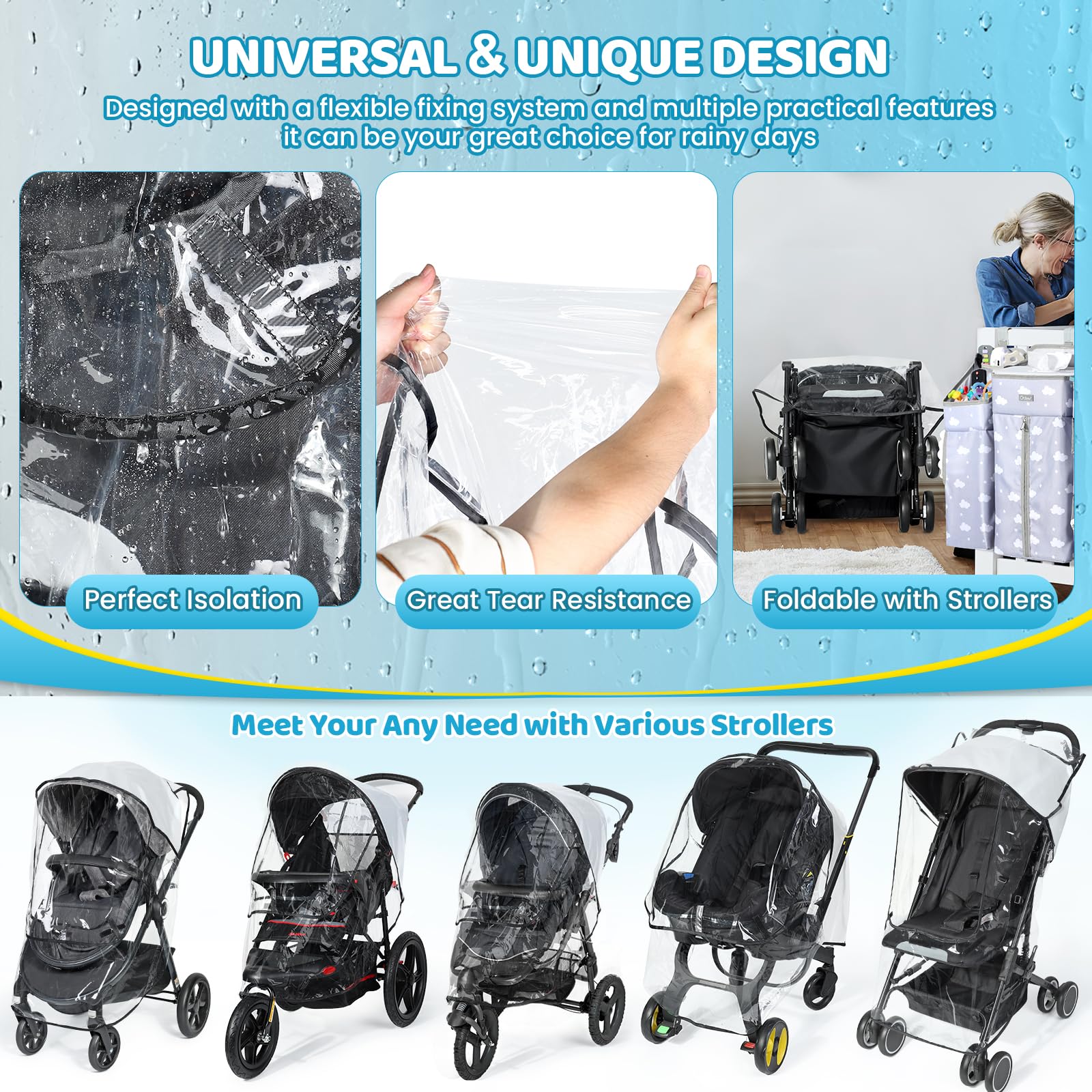 IvyWind rain cover folds compactly for travel use.