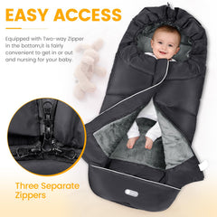 IvyWind Stroller Footmuff hood with drawstring blocks drafts on cold days.