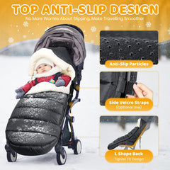 IvyWind stroller footmuff L-shape back design ensures secure stroller fit.