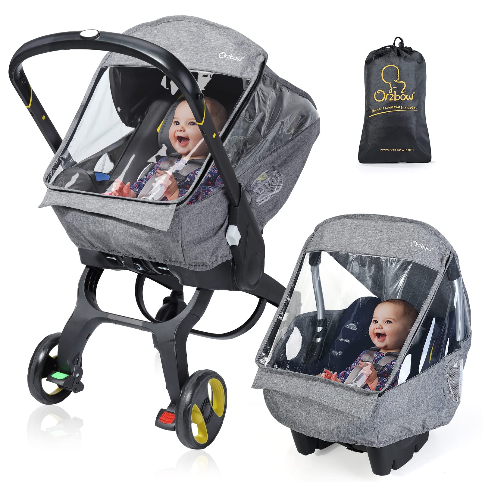 IvyWind universal car seat rain cover front view provides full protection with clear visibility