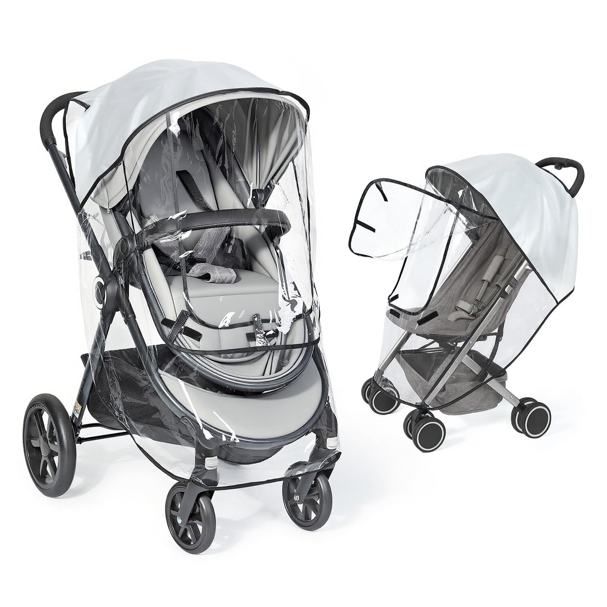 IvyWind rain cover with lid open enables quick baby access.
