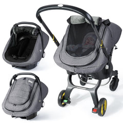 IvyWind winter baby car seat cover in dark gray keeps baby warm on cold car rides.