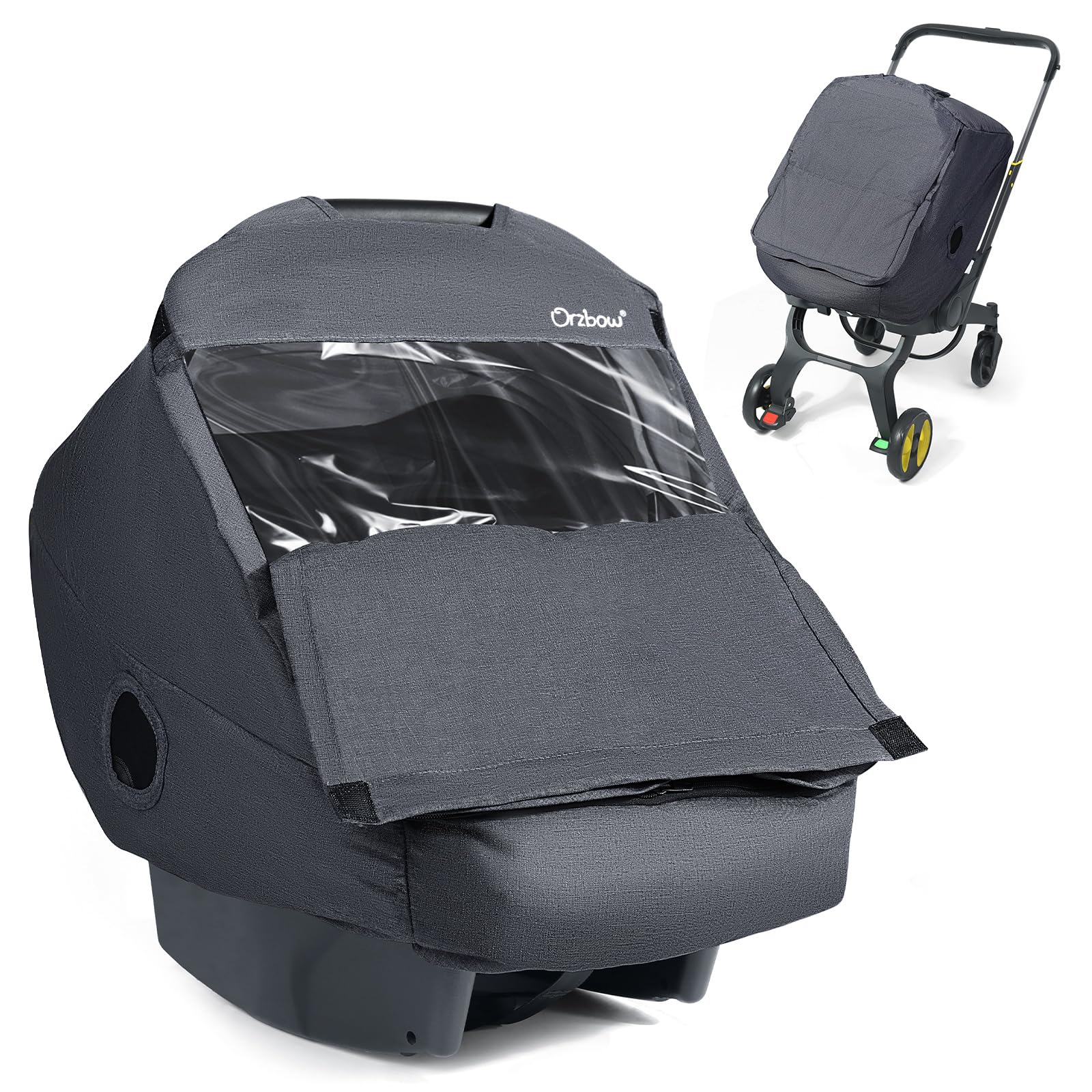 IvyWind winter carseat cover front view shows full-coverage warmth for cold rides