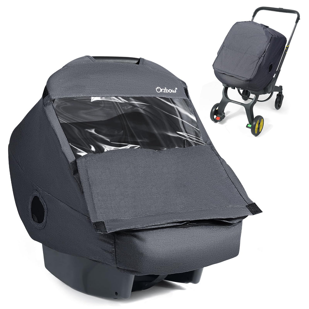 IvyWind winter carseat cover front view shows full-coverage warmth for cold rides