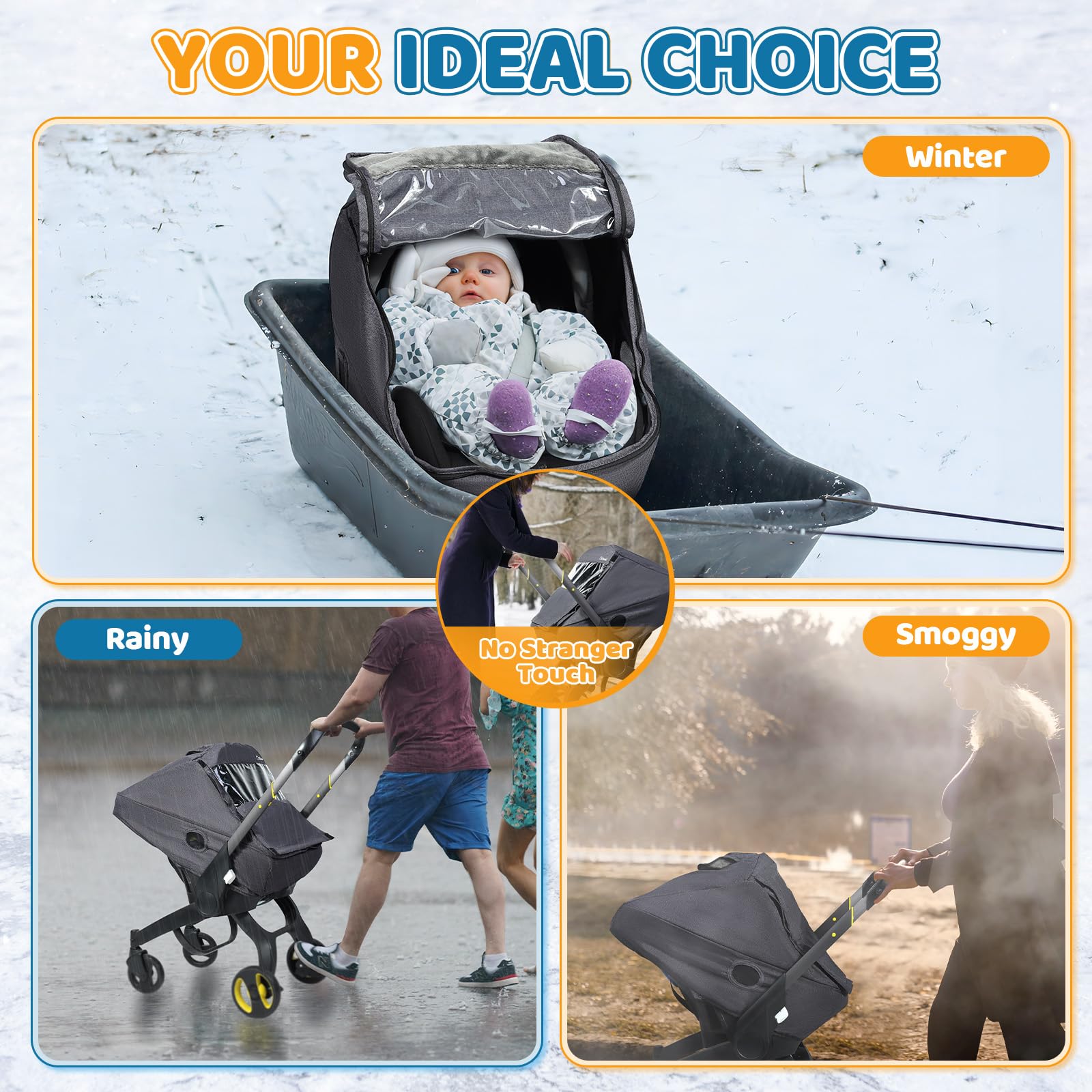 IvyWind machine-washable carseat cover tag signals easy care