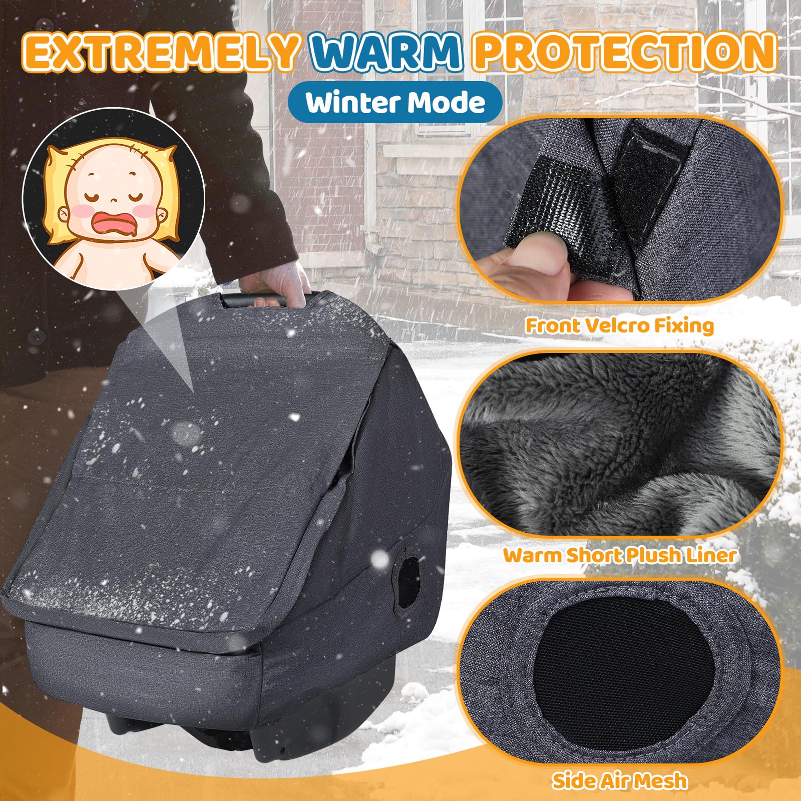IvyWind winter carseat cover peep window lets you monitor baby while staying warm